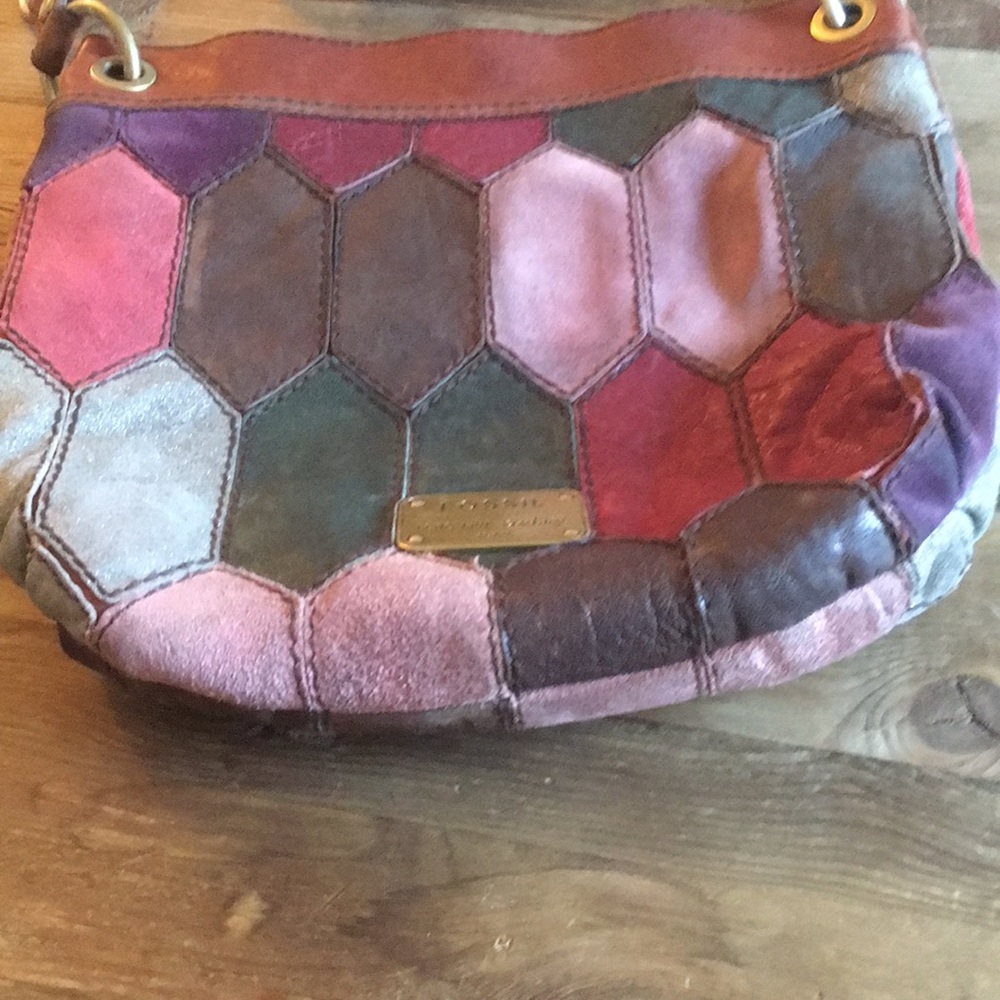 Fossil Vintage Leather Boho Patchwork Crossbody - image 5